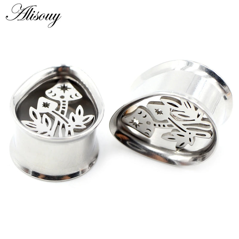 2pcs Water Drop Ear Tunnel Plugs Stainless Steel Stretch