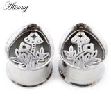 2pcs Water Drop Ear Tunnel Plugs Stainless Steel Stretch