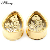 2pcs Water Drop Ear Tunnel Plugs Stainless Steel Stretch