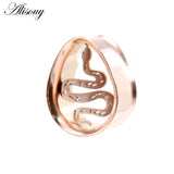2pcs Stainless Steel Ear Tunnels Tear Water Drop Snake Plugs Expander Gauges