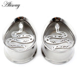 2pcs Stainless Steel Ear Tunnels Tear Water Drop Snake Plugs Expander Gauges