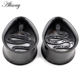 2pcs Stainless Steel Ear Tunnels Tear Water Drop Snake Plugs Expander Gauges