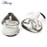 2pcs Stainless Steel Ear Tunnels Tear Water Drop Snake Plugs Expander Gauges