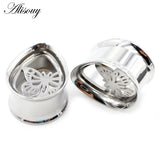 2pcs Water Drop Butterfly Ear Tunnels Plugs Stretcher Gauges Earrings