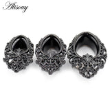 2pcs Stainless Steel Water Drop Ear Tunnels Plugs