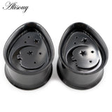 2pcs Stainless Steel Water Drop Moon Star Ear Tunnels Plugs