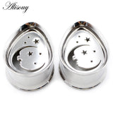 2pcs Stainless Steel Water Drop Moon Star Ear Tunnels Plugs