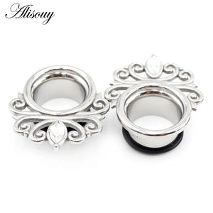 2pcs Stainless Steel Zircon CZ Ear Tunnels Plugs Expander Earrings