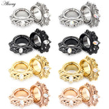 2pcs Stainless Steel Zircon CZ Ear Tunnels Plugs Expander Earrings