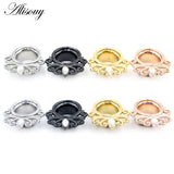 2pcs Stainless Steel Zircon CZ Ear Tunnels Plugs Expander Earrings