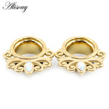 2pcs Stainless Steel Zircon CZ Ear Tunnels Plugs Expander Earrings