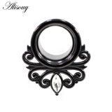 2pcs Stainless Steel Zircon CZ Ear Tunnels Plugs Expander Earrings