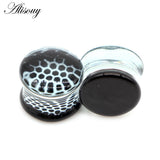 2pcs Star Skull Round Glass Ear Plug Tunnel Gauges Stretcher Earrings