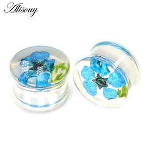 2pcs Acrylic Flower Leaf Ear Gauges Tunnel Plugs