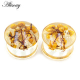 2pcs Acrylic Flower Leaf Ear Gauges Tunnel Plugs