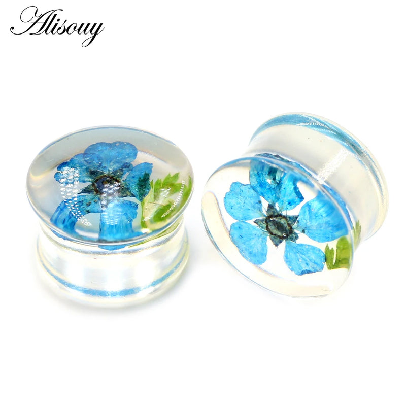 2pcs Acrylic Flower Leaf Ear Gauges Tunnel Plugs