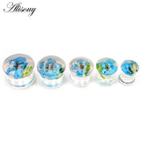 2pcs Acrylic Flower Leaf Ear Gauges Tunnel Plugs