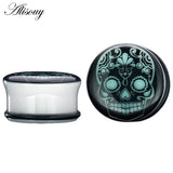 2pcs Unisex Acrylic Glowing Skull Ear Tunnels Ear plugs