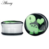 2pcs Unisex Acrylic Glowing Skull Ear Tunnels Ear plugs