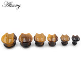 2pcs Cat Natural Stones Ear Tunnels Plug Stretcher Gauges Earrings