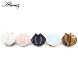 2pcs Cat Natural Stones Ear Tunnels Plug Stretcher Gauges Earrings