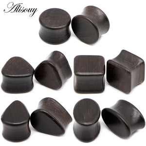 2pcs Wooden Ear Plugs Gauges Saddle Flesh Tunnel Piercing 8-25mm