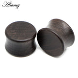 2pcs Wooden Ear Plugs Gauges Saddle Flesh Tunnel Piercing 8-25mm