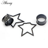 2pcs Stainless Steel Star Shape Ear Plugs Ear Gauges