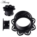 Zircon Stainless Steel Flower Saddle Ear Plug Tunnel Body Piercing