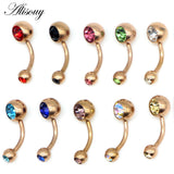 10Pcs 14G Opal Navel Belly Button Rings Body Jewelry