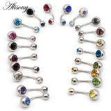 20 PCS Rhinestones Titanium Belly Button Rings Navel Piercing