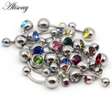 20 PCS Rhinestones Titanium Belly Button Rings Navel Piercing