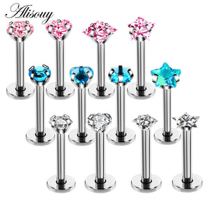 4pcs 16G Zircon Labret lip Piercing Jewelry