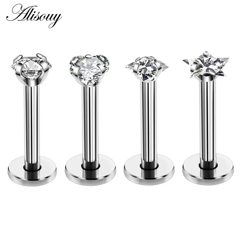 4pcs 16G Zircon Labret lip Piercing Jewelry