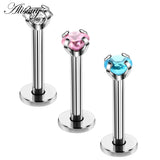 4pcs 16G Zircon Labret lip Piercing Jewelry