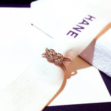 Plated 14k Real Smooth Rings For Women Adjustable Micro Inlaid Crystal Ring