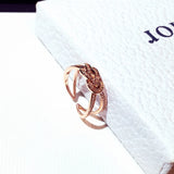 Plated 14k Real Smooth Rings For Women Adjustable Micro Inlaid Crystal Ring