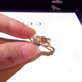 Plated 14k Real Smooth Rings For Women Adjustable Micro Inlaid Crystal Ring