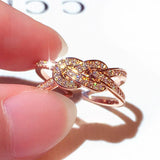 Plated 14k Real Smooth Rings For Women Adjustable Micro Inlaid Crystal Ring