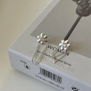 925 Silver Sterling Flower Stud Earrings Women Daily Jewelry