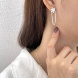 925 Silver Sterling Flower Stud Earrings Women Daily Jewelry