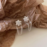 925 Silver Sterling Flower Stud Earrings Women Daily Jewelry