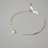 925 Sterling Silver 14K Heart Pendant Bracelet For Women
