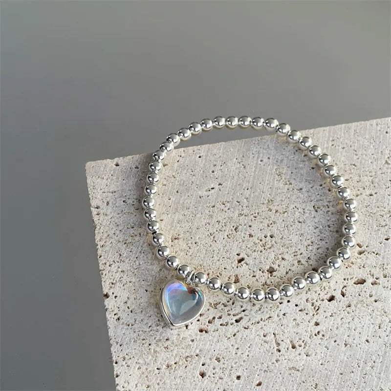 925 Silver Heart Pendant Bracelet Fine Jewelry