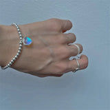 925 Silver Heart Pendant Bracelet Fine Jewelry