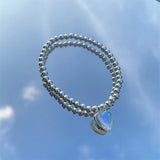 925 Silver Heart Pendant Bracelet Fine Jewelry
