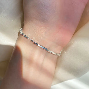 925 Sterling Silver Cube Chain Bracelet For Women