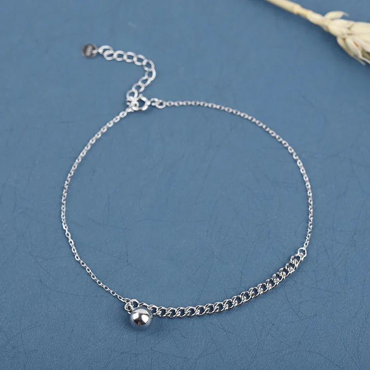 925 Sterling Silver Women Ankle Bracelet Female Anklet
