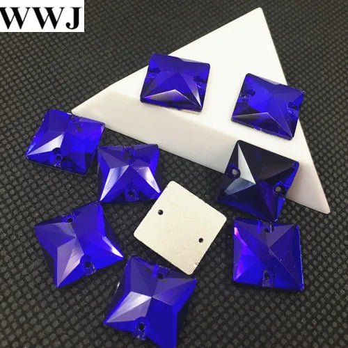 Square Shape Sew On Stone Glass Crystals - All Sizes & Colors Available