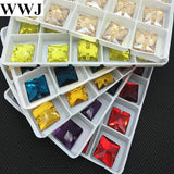 Square Shape Sew On Stone Glass Crystals - All Sizes & Colors Available